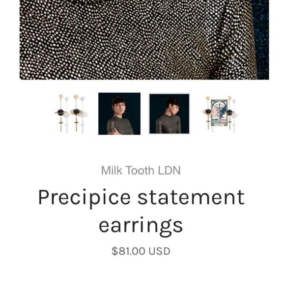 Milk Tooth Precipice Planet & Dagger Design Statement Earrings Sparkle Galaxy - Picture 9 of 15